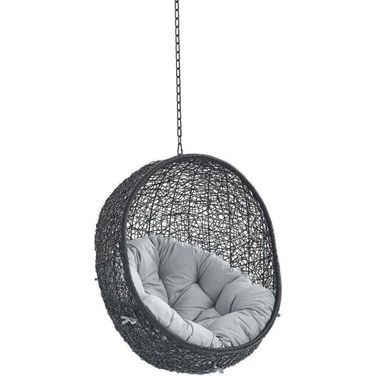 Encase Swing Outdoor Patio Lounge Chair Without Stand In Black and Beige