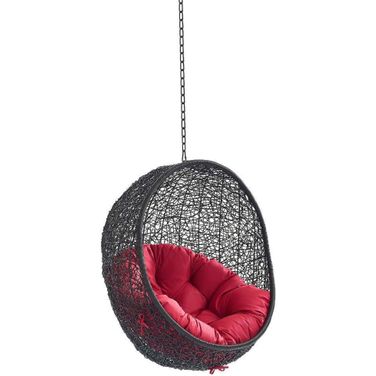 Encase Swing Outdoor Patio Lounge Chair Without Stand In Black and Red