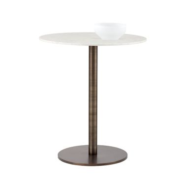 Enco Round Bar Table In Antique Gold and White