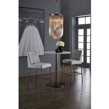 Enco Round Bar Table Set In Antique Gold and White