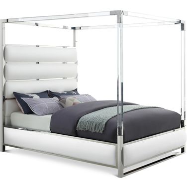 Encore Vegan Leather Queen Bed In White