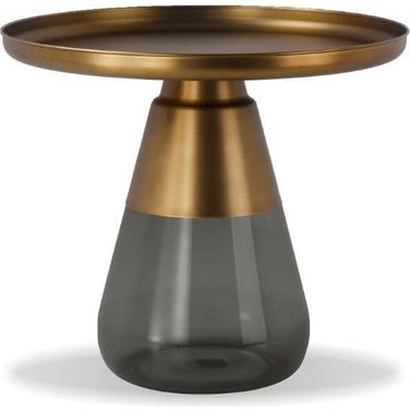 End Table Duverre Antique Brass/Smoke Grey Glass Base