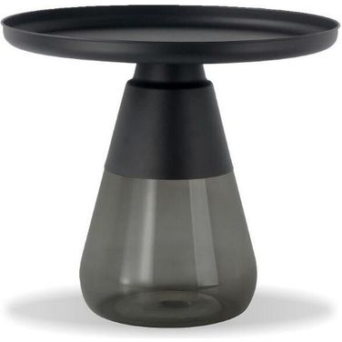 End Table Duverre Matte Black Pc Aluminum/Smoke Grey Glass Base