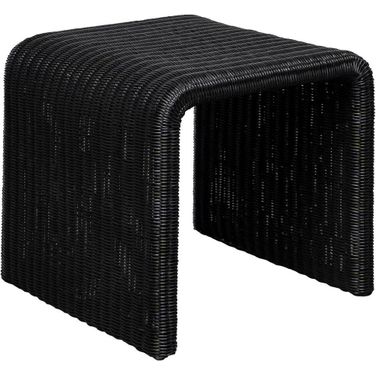 Cahya Woven Rattan Sqaure End Table Black