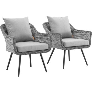 Endeavor Gray Arm Chair Outdoor Patio Wicker Rattan Set of 2