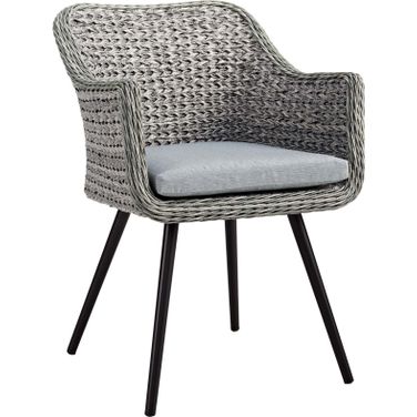 Endeavor Gray Outdoor Patio Wicker Rattan Dining Arm Chair