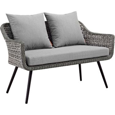 Endeavor Gray Outdoor Patio Wicker Rattan Loveseat