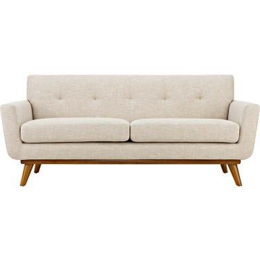 Engage Beige Upholstered Fabric Loveseat