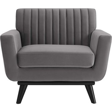 Engage Channel Tufted Performance Velvet Arm Chair In Gray