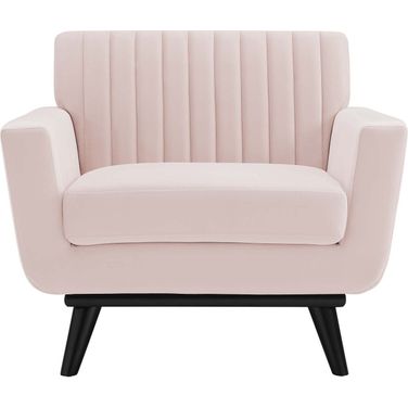 Engage Channel Tufted Performance Velvet Arm Chair In Pink