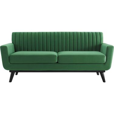 Engage Channel Tufted Performance Velvet Loveseat In Emerald