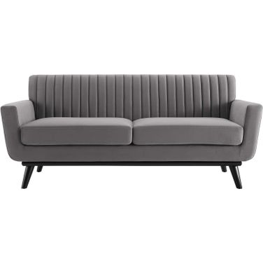 Engage Channel Tufted Performance Velvet Loveseat In Gray