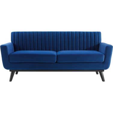Engage Channel Tufted Performance Velvet Loveseat In Navy