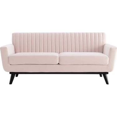 Engage Channel Tufted Performance Velvet Loveseat In Pink