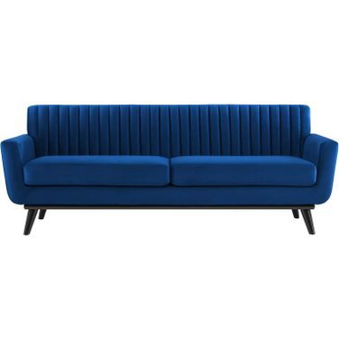 Engage Channel Tufted Performance Velvet Sofa In Navy