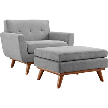 Engage Gray 2 Piece Arm Chair and Ottoman In Light Gray