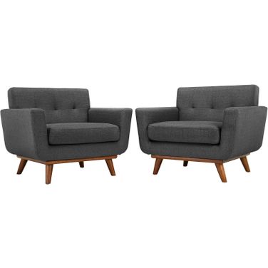 Engage Gray Arm Chair Wood Set of 2 In Gray
