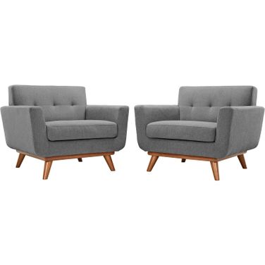 Engage Gray Arm Chair Wood Set of 2 In Light Gray