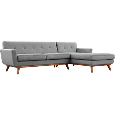 Engage Gray Right-Facing Sectional Sofa In Light Gray