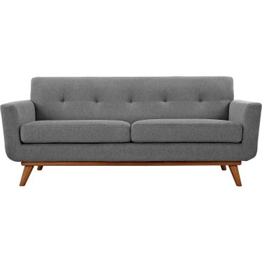 Engage Gray Upholstered Fabric Loveseat In Light Gray