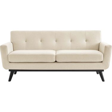 Engage Herringbone Fabric Loveseat In Beige