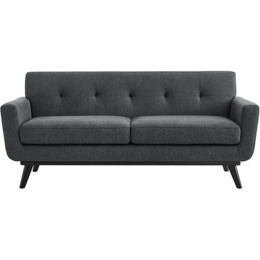 Engage Herringbone Fabric Loveseat In Charcoal