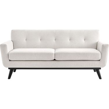 Engage Herringbone Fabric Loveseat In Ivory