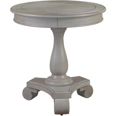 Engineered Wood Round End Table In Antique Gray