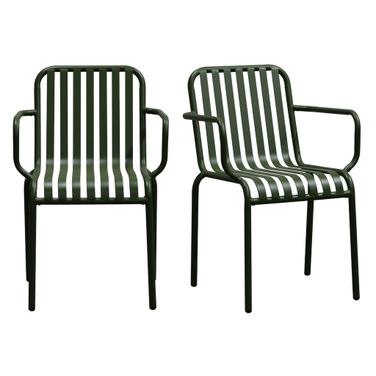 Enid Stackable Outdoor Armchair Set of 2 In Dark Green