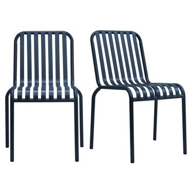 Enid Stackable Outdoor Side Chair Set of 2 In Dark Blue