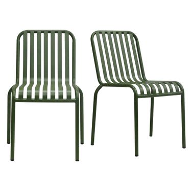 Enid Stackable Outdoor Side Chair Set of 2 In Dark Green