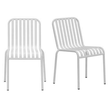 Enid Stackable Outdoor Side Chair Set of 2 In White