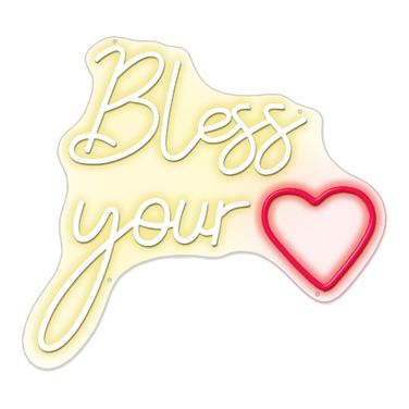 Enlightened Bless Your Heart Sign In Neon White and Neon Red