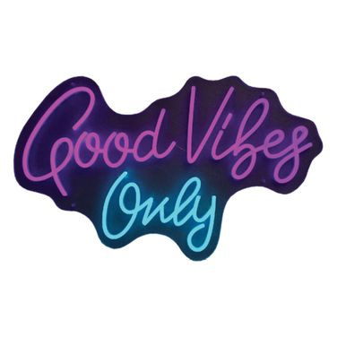 Enlightened Good Vibes Only Sign In Neon Purple and Neon Blue