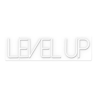 Enlightened Level Up Neon Sign In White and Gray