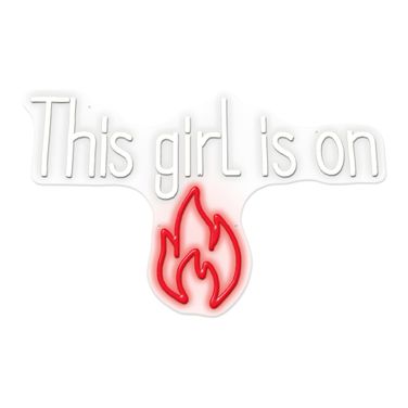 Enlightened This Girl is On Fire Neon Sign In White and Red