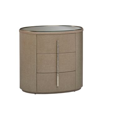 Ensemble Nightstand In Linen and Nickel