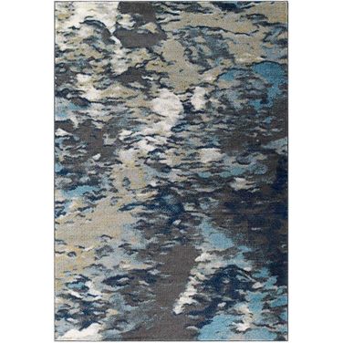 Entourage Foliage Contemporary Modern Abstract 8x10 Area Rug In Blue
