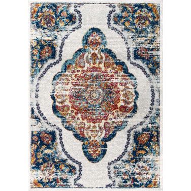Entourage Multicolor Malia Distressed Vintage Floral Persian Medallion 8x10 Area Rug