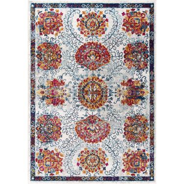 Entourage Yellow and Orange Kensie Distressed Floral Moroccan Trellis 8x10 Area Rug