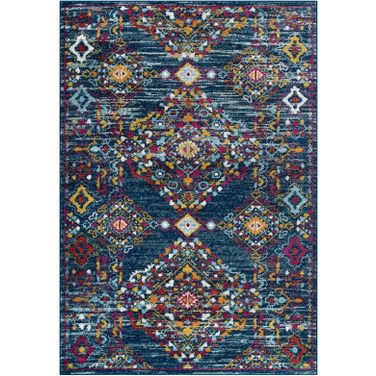 Entourage Yellow and Orange Khalida Distressed Floral Lattice 8x10 Area Rug R-1169B-810