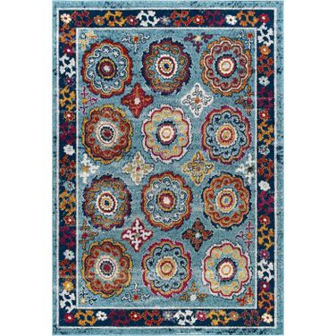 Entourage Yellow and Orange Odile Distressed Floral Moroccan Trellis 8x10 Area Rug R-1168B-810