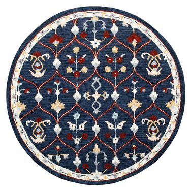 Entra Trellis Hand-Tufted Wool Area Rug In Navy and Red
