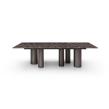 Envie Marble Glossy Top Dining Table In Dark Emperador
