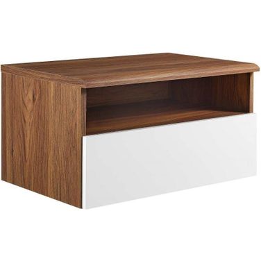 Envision Wall Mount Nightstand In Walnut White