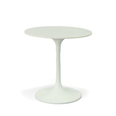 Enzo 30 Inch Round Marble Top Dining Table In White Top and Base