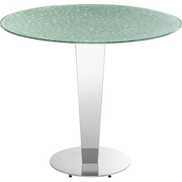 Enzo 39 Inch Rain Drops Glass Round Counter Table In Silver