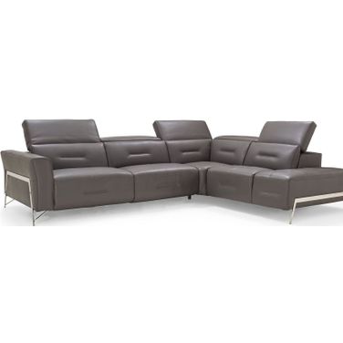 Enzo Dark Grey Chic Power Reclining Leather RAF Sectional
