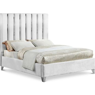 Enzo Velvet Full Bed In White