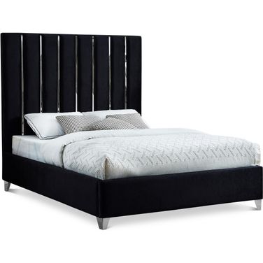 Enzo Velvet Queen Bed In Black
